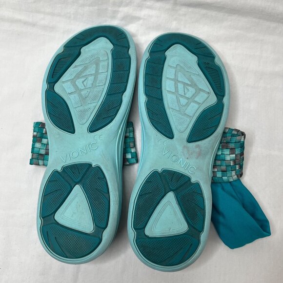 Vionic Womens 8 Tia Blue Woven Thong Toe Comfort Sandals - Picture 7 of 8